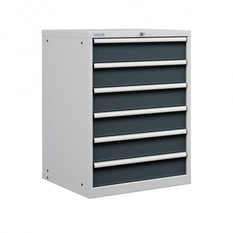 Polstore Cabinet - 6 Drawers 36x36EH - 100% Extension - Light Grey/Dark Grey 717mm(W) x 725mm(D) x 1000mm(H)