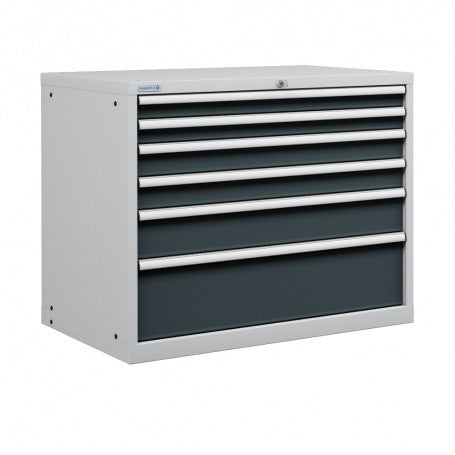 Polstore Cabinet - 6 Drawers 54x36EH - 100% Extension - Light Grey/Dark Grey - 1023mm(W) x 725mm(D) x 1000mm(H)