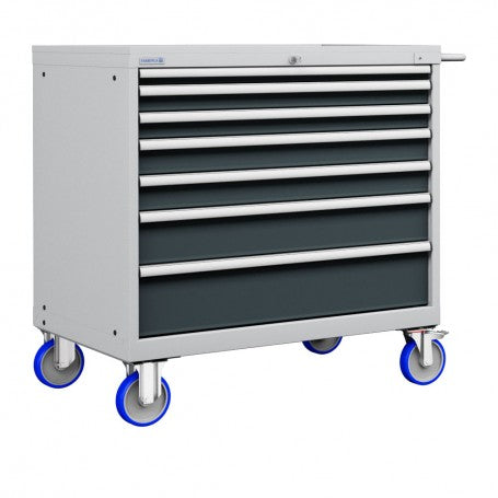 Polstore Mobile Cabinet - 7 Drawers 54x36EH - 100% Extension - Light Grey/Dark Grey - 1108mm(W) x 733mm(D) x 1040mm(H)