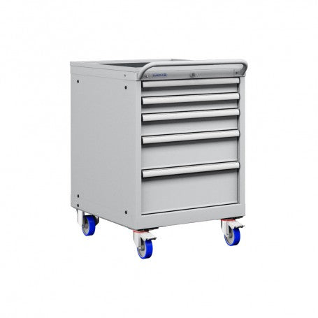 Polstore Mobile Cabinets - 5 Drawers 27x36EH - 100% Extension - Light Grey - 572mm(W) x 780mm(D) x 872mm(H)