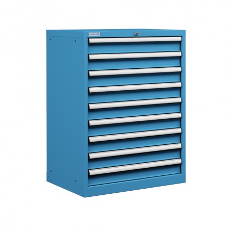 Polstore Cabinet - 9 Drawers 36x36EH (9x100mm) - 90% Extension - Light Blue - 717mm(W) x 725mm(D) x 1000mm(H)