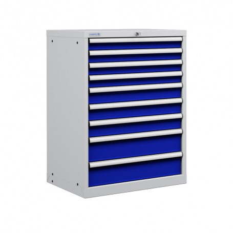 Polstore Cabinet - 9 Drawers 36x27EH - 100% Extension - Light Grey/Dark Blue - 717mm(W) x 572mm(D) x 1000mm(H)