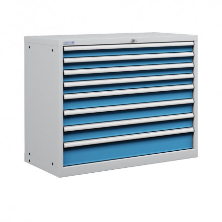 Polstore Cabinet - 8 Drawers 54x27EH - 100% Extension - Light Grey/Light Blue - 1023mm(W) x 572mm(D) x 850mm(H)