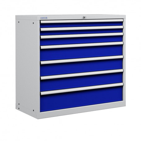 Polstore Cabinets - 7 Drawers 54x27EH - 100% Extension - Light Grey/Dark Blue - 1023mm(W) x 572mm(D) x 1000mm(H)