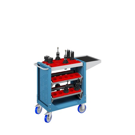 Polstore Tool Trolleys - With 4 Cradles and Supports - HSK63 - Light Blue - 1077mm (W) x 508mm (D) x 826mm (H)