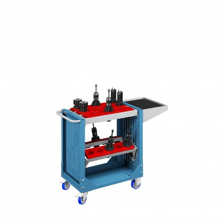 Polstore Tool Trolleys - With 2 Cradles and Supports - ISO/SK50 - Light Blue - 1077mm (W) x 508mm (D) x 826mm (H)