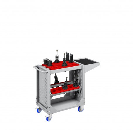 Polstore Tool Trolleys - With 2 Cradles and Supports - HSK100 - Light Grey - 1077mm (W) x 508mm (D) x 826mm (H)