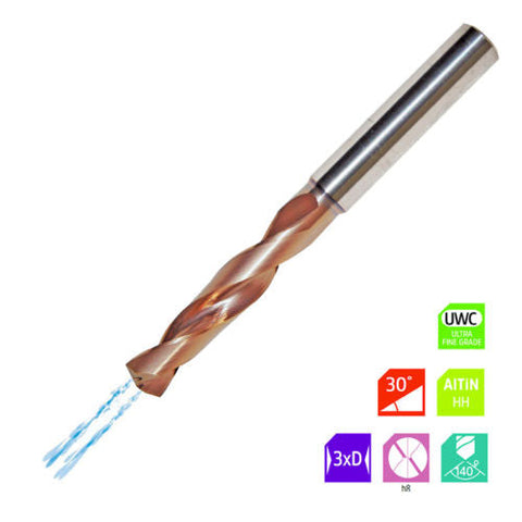 Widin Carbide Drill Through Coolant 3xD AlTiN Coated - 8.4mm