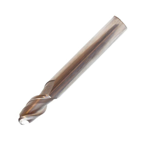 Vortex Carbide End Mill For Aluminium & Non-Ferrous - 2 Flute Standard Length Ball Nose (45°) - 12mm