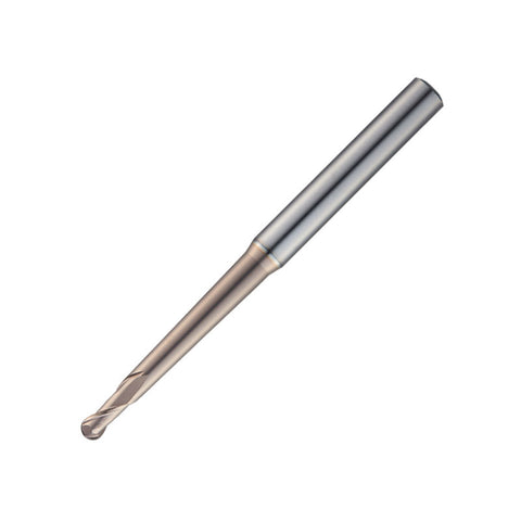 Widin Carbide End Mill For Mold & Die - 2 Flute Tapered Neck Type - Ball Nose -0.1mm x 0.5mm x 0.5